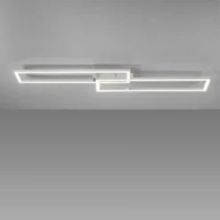LED Deckenleuchte längliche Rahmen silberfarbig flach 3 Stufen Dimmung