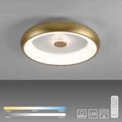 LED Deckenleuchte messing matt rund Kristalleffekte dimmbar