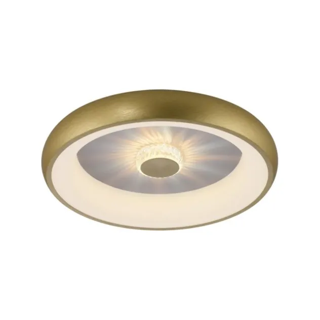 LED Deckenleuchte messing matt rund Kristalleffekte dimmbar