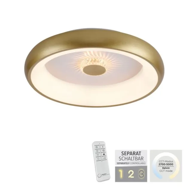 LED Deckenleuchte messing matt rund Kristalleffekte dimmbar