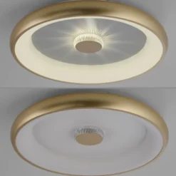 LED Deckenleuchte messing matt 61x61 rund Kristalleffekte dimmbar steuerbar