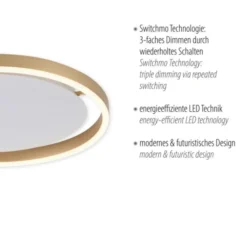 LED Deckenleuchte messing matt rund Ø40cm dimmbar Switchmo warmweiß