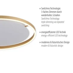 LED Deckenleuchte messing matt rund Ø60cm dimmbar Switchmo warmweiß