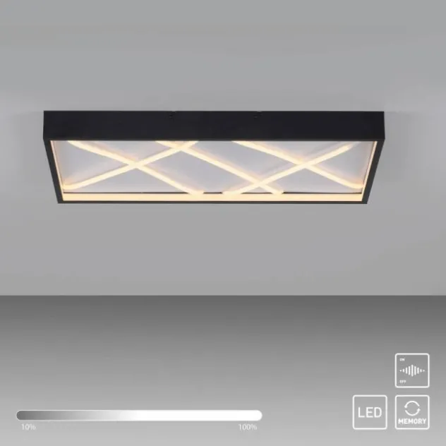 LED Deckenleuchte MIKADO, schwarz, rechteckig, dimmbar, Memoryfunktion