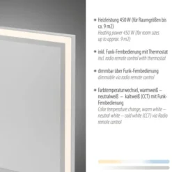 LED Deckenleuchte mit Infarot Heizung eckig weiß Fernbedienung