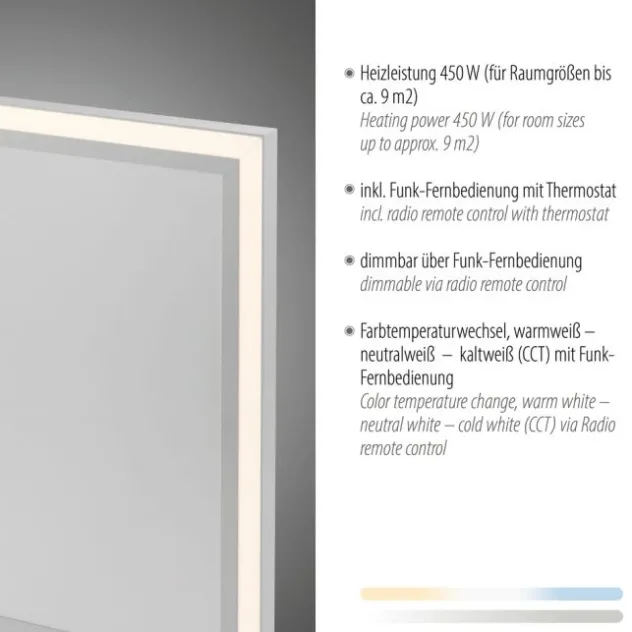 LED Deckenleuchte mit Infarot Heizung eckig weiß Fernbedienung