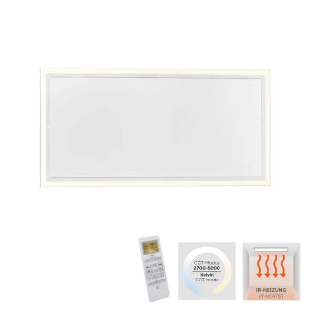 LED Deckenleuchte mit Infarot Heizung reckteckig weiß Fernbedienung
