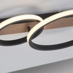 LED Deckenleuchte modern mit Holzdekor, 53 x 30 cm,