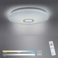 LED Deckenleuchte, Nachthimmel Optik, dimmbar, rund, Fernbedienung, modern