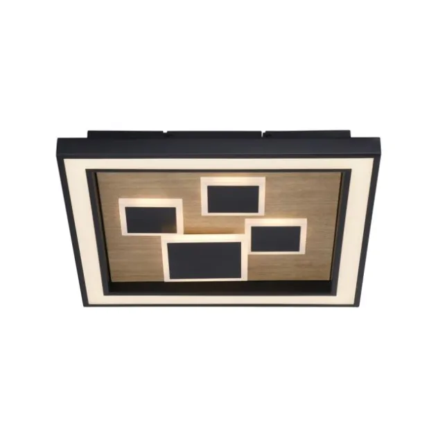 LED Deckenleuchte quadratisch Holz Natur Eiche Serienschaltung steuerbar