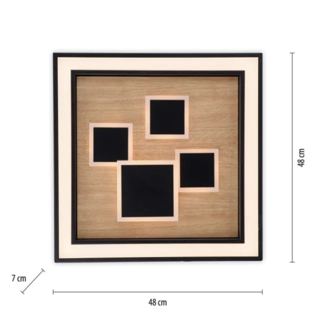 LED Deckenleuchte quadratisch Holz Natur Eiche Serienschaltung steuerbar
