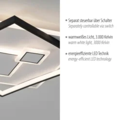 LED Deckenleuchte quadratisch schwarz weiß schaltbar warmweiß Licht