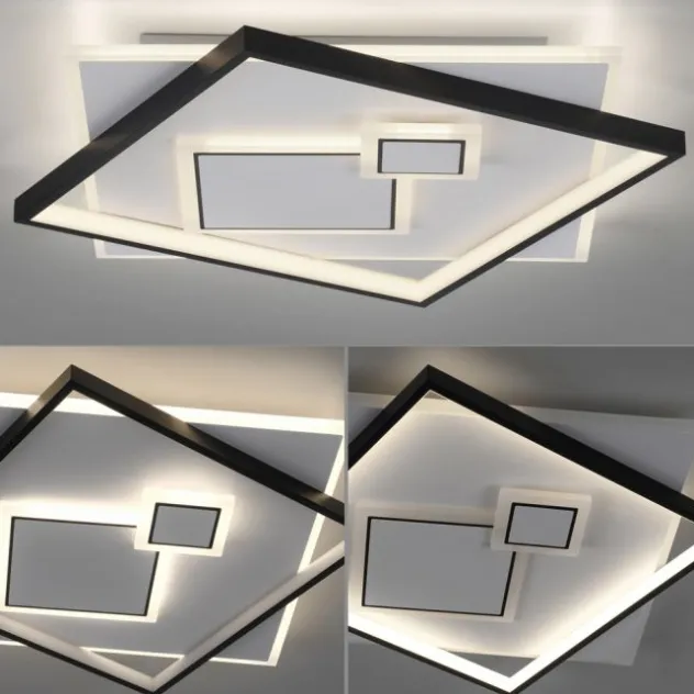 LED Deckenleuchte quadratisch schwarz weiß schaltbar warmweiß Licht