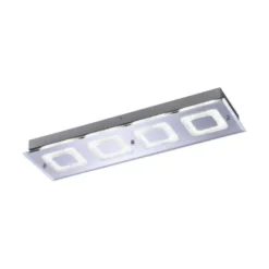 LED Deckenleuchte rechteckig mit Spiegelglasscheibe in Kristalloptik und vier Leuchtmitteln