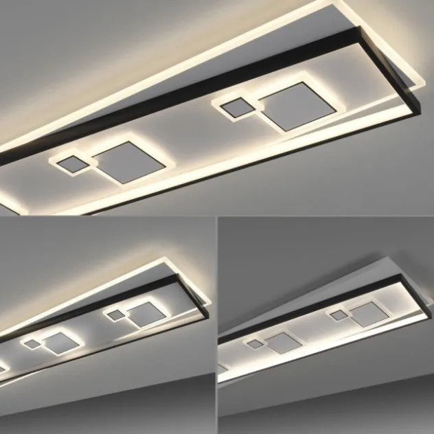 LED Deckenleuchte rechteckig schwarz weiß schaltbar warmweiß Licht