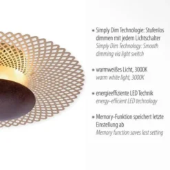 LED Deckenleuchte, rost-gold, indirekt, blendfrei, dimmbar, Memory Funktion