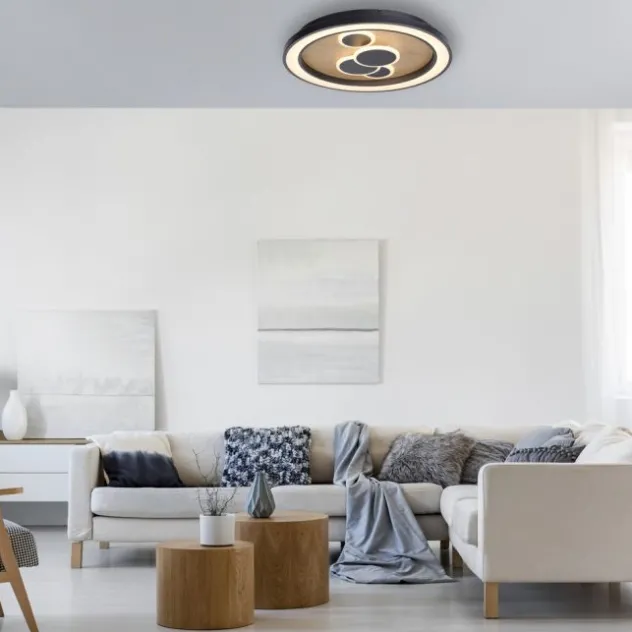 LED Deckenleuchte rund Holz Natur Eiche Serienschaltung steuerbar