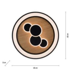 LED Deckenleuchte rund Holz Natur Eiche Serienschaltung steuerbar