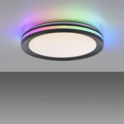 LED Deckenleuchte rund Multicolor schwarz dimmbar Fernbedienung RGB+CCT