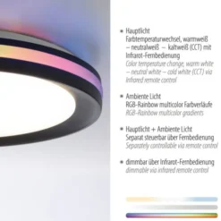 LED Deckenleuchte rund Multicolor schwarz dimmbar Fernbedienung RGB+CCT