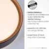 LED Deckenleuchte, rund, schwarz, dimmbar, Holzoptik, warmweiß, Deckenlampe