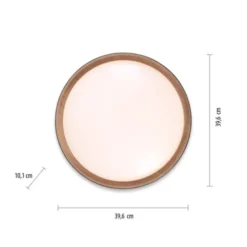 LED Deckenleuchte, rund, schwarz, dimmbar, Holzoptik, warmweiß, Deckenlampe