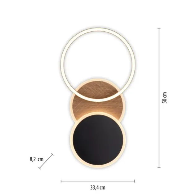 LED Deckenleuchte rund schwarz mit Holzdekor schwenkbar modern