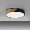 LED Deckenleuchte rund schwarz mit Holzdekor zeitloses Design