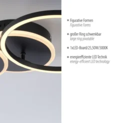 LED Deckenleuchte rund schwarz schwenkbar warmweiß modern