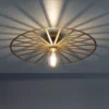LED Deckenleuchte, rund, Speichenradoptik, rustikal, messing matt, Deckenlampe