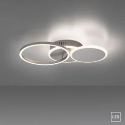 LED-Deckenleuchte, rund, stahlfarben, 42x34cm