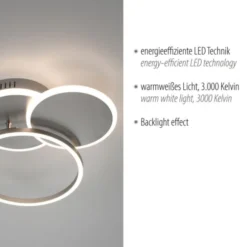 LED-Deckenleuchte, rund, stahlfarben, 42x34cm