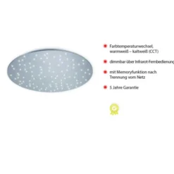 LED Deckenleuchte, rund, stahlfarben, CCT, dimmbar, Ø 48cm, Fernbedienung