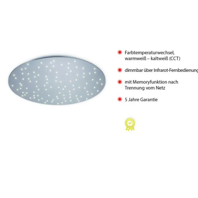 LED Deckenleuchte, rund, stahlfarben, CCT, dimmbar, Ø 48cm, Fernbedienung