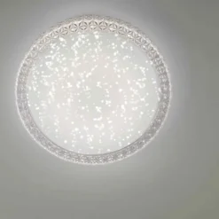 LED-Deckenleuchte, rund, Sternenhimmeloptik, CCT, Ø 60cm, Kristallrand