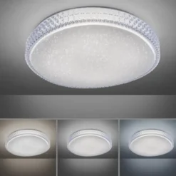 LED-Deckenleuchte, rund, Sternenhimmeloptik, CCT, Ø 60cm, Kristallrand