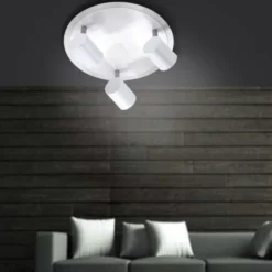 LED-Deckenleuchte, rund, weiß, 3 verstellbare Leuchtköpfe, warmweiß, modern