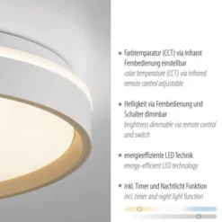 LED Deckenleuchte sandfarben, CCT Fernbedienung