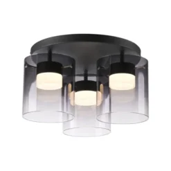 LED Deckenleuchte schwarz dimmbar in 3 Stufen Rauchglas Schlafzimmer