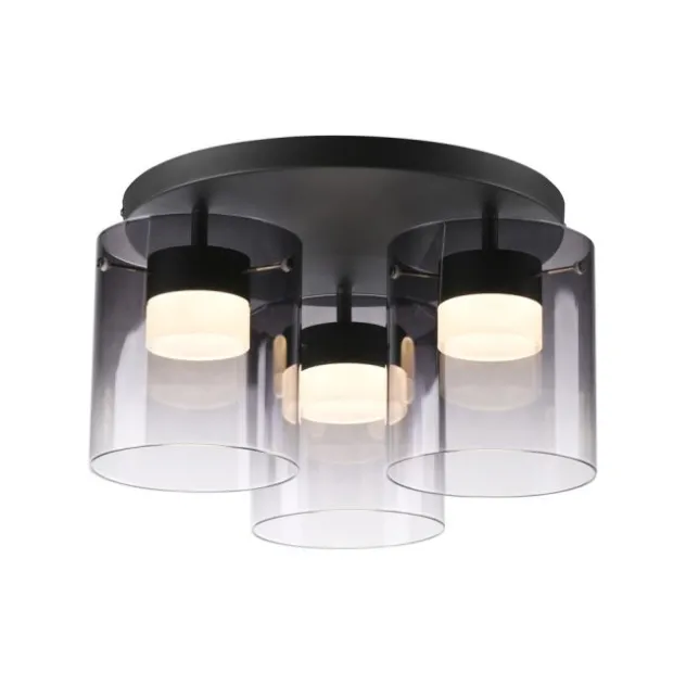 LED Deckenleuchte schwarz dimmbar in 3 Stufen Rauchglas Schlafzimmer