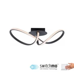 LED-Deckenleuchte, schwarz, dimmbar, IP20, Innenleuchte