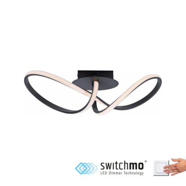 LED-Deckenleuchte, schwarz, dimmbar, IP20, Innenleuchte