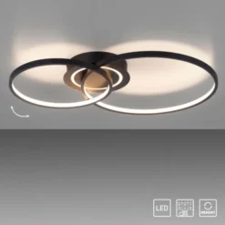 LED Deckenleuchte schwarz drehbar rund Lichtring getrennt schaltbar