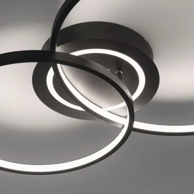 LED Deckenleuchte schwarz drehbar rund Lichtring getrennt schaltbar