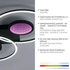 LED Deckenleuchte schwarz Effekte RGB Rainbow CCT dimmbar Fernbedienung