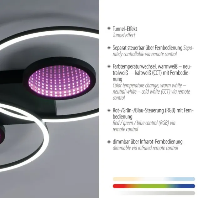 LED Deckenleuchte schwarz Effekte RGB Rainbow CCT dimmbar Fernbedienung