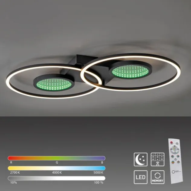 LED Deckenleuchte schwarz Effekte RGB Rainbow CCT dimmbar Fernbedienung