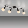 LED Deckenleuchte schwarz 4 flammig schwenkbar Opalglas Spots Schlafzimmer Flur