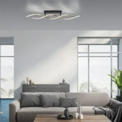 LED Deckenleuchte schwarz gold dimmbar geschwungen Memoryfunktion