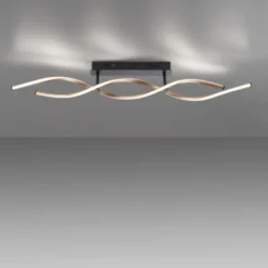 LED Deckenleuchte schwarz gold dimmbar geschwungen Memoryfunktion